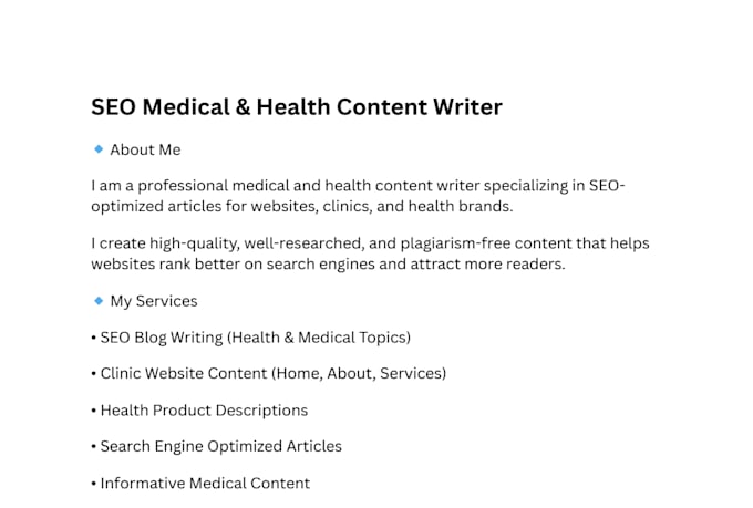 write SEO blog articles and health blog posts